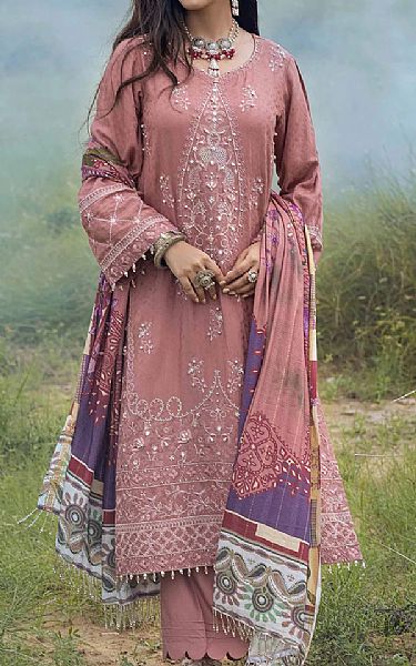 Nureh Tea Rose Linen Suit | Pakistani Dresses in USA- Image 1