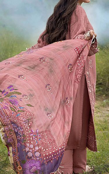 Nureh Tea Rose Linen Suit | Pakistani Dresses in USA- Image 2