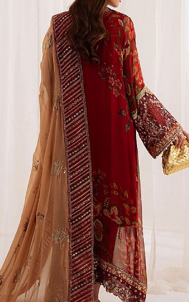 Nureh Rust Chiffon Suit | Pakistani Embroidered Chiffon Dresses USA- Image 2