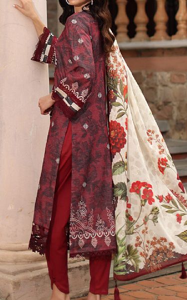 Nureh Light Burgundy/Black Lawn Suit | Pakistani Lawn Dress in USA- Image 2