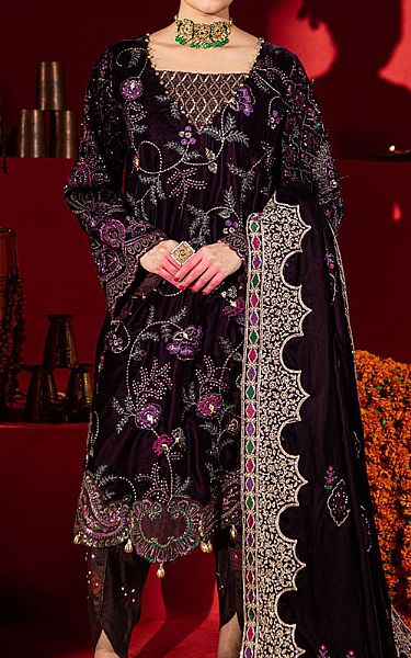 Nureh Purple Velvet  Suit | Pakistani Winter Dresses in USA- Image 1