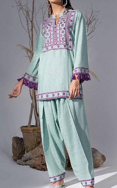 Nuriyaa Sky Blue Khaddar Suit (2 Pcs) | Pakistani Pret Wear Clothing by Nuriyaa- Image 1