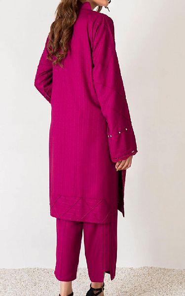 Nuriyaa Magenta Linen Suit (2 Pcs) | Pakistani Pret Wear Clothing by Nuriyaa- Image 2