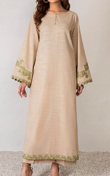 Nuriyaa Ivory Linen Suit (2 Pcs) | Pakistani Pret Wear Clothing by Nuriyaa- Image 1