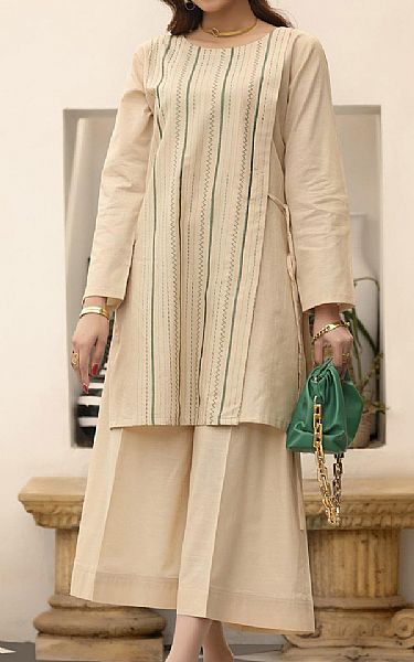 Nuriyaa Ivory Lawn Suit (2 Pcs) | Pakistani Pret Wear Clothing by Nuriyaa- Image 1