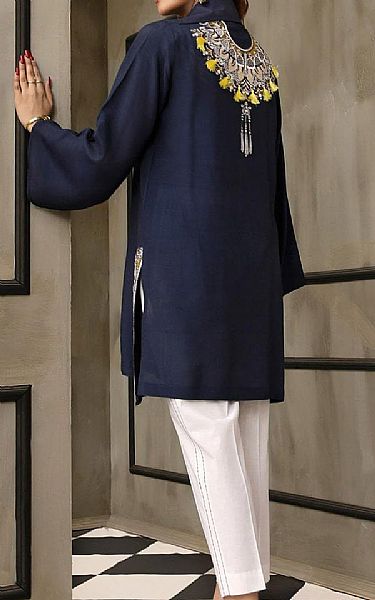Nuriyaa Navy Blue Lawn Kurti | Pakistani Pret Wear Clothing by Nuriyaa- Image 2