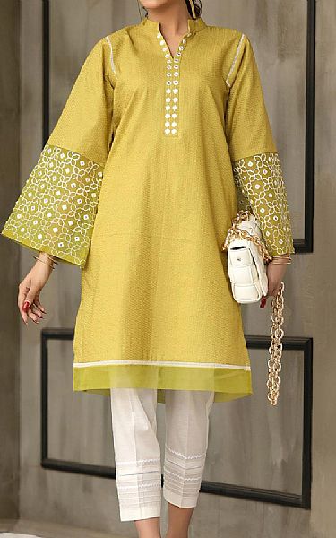 Nuriyaa Lime Green Lawn Kurti | Pakistani Pret Wear Clothing by Nuriyaa- Image 1