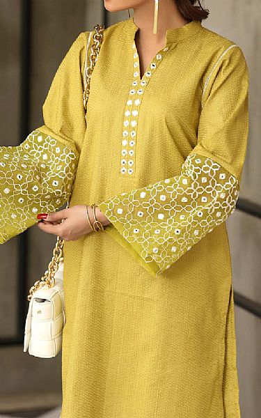Nuriyaa Lime Green Lawn Kurti | Pakistani Pret Wear Clothing by Nuriyaa- Image 2