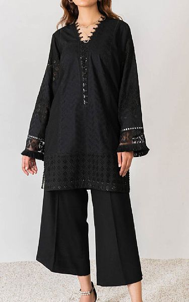 Nuriyaa Black Karandi Suit (2 Pcs) | Pakistani Pret Wear Clothing by Nuriyaa- Image 1