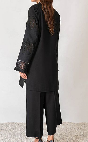 Nuriyaa Black Karandi Suit (2 Pcs) | Pakistani Pret Wear Clothing by Nuriyaa- Image 2