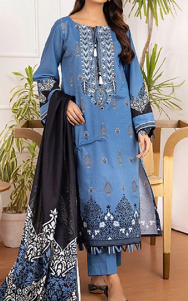 Orient Cornflower Blue Lawn Suit | Pakistani Dresses in USA- Image 1