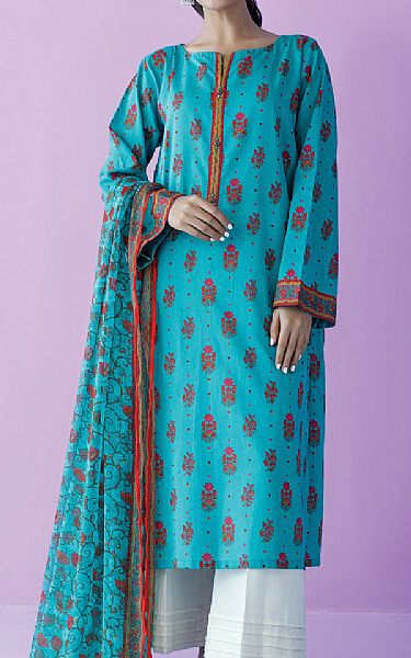 Orient Turquoise Lawn Suit (2 Pcs) | Pakistani Lawn Suits- Image 1