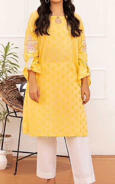 Orient Golden Yellow Jacquard Kurti | Pakistani Dresses in USA- Image 1