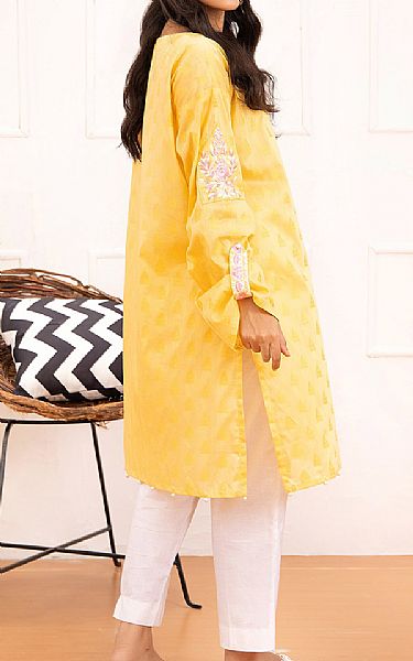 Orient Golden Yellow Jacquard Kurti | Pakistani Dresses in USA- Image 2
