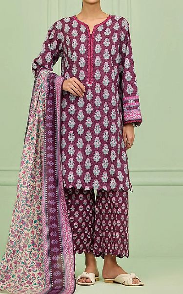 Orient Plum Lawn Suit | Pakistani Lawn Dress in USA- Image 1