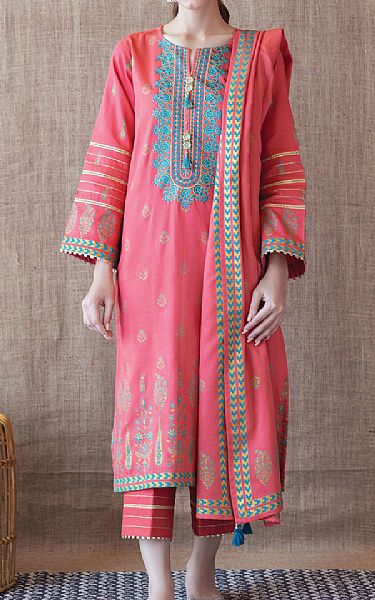 Orient Brink Pink Cotton Suit | Pakistani Winter Dresses- Image 1
