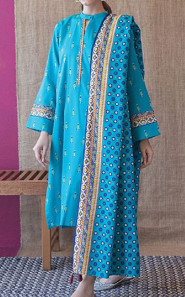 Orient Turquoise Cotton Suit | Pakistani Winter Dresses- Image 1