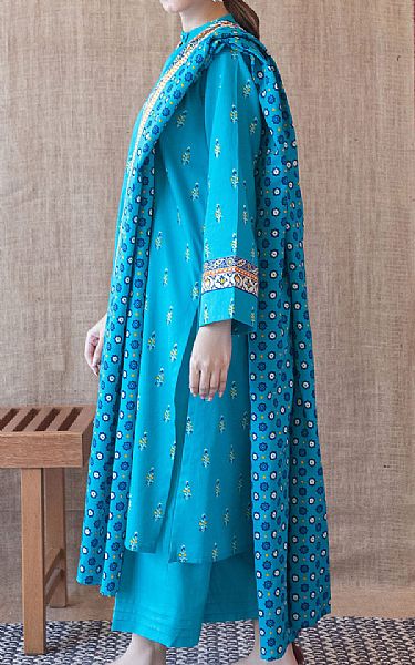 Orient Turquoise Cotton Suit | Pakistani Winter Dresses- Image 2