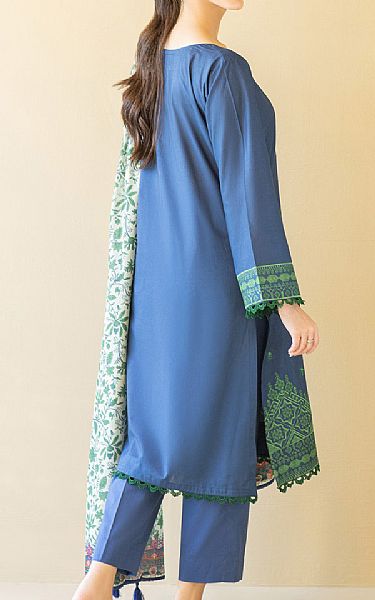 Orient Cornflower Blue Cambric Suit | Pakistani Winter Dresses- Image 2