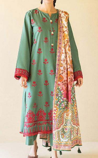 Orient Pastel Green Cambric Suit | Pakistani Winter Dresses- Image 1