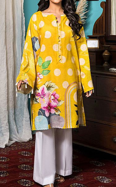 Orient Golden Yellow Khaddar Kurti | Pakistani Dresses in USA- Image 1
