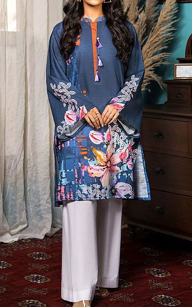 Orient Denim Blue Khaddar Kurti | Pakistani Dresses in USA- Image 1
