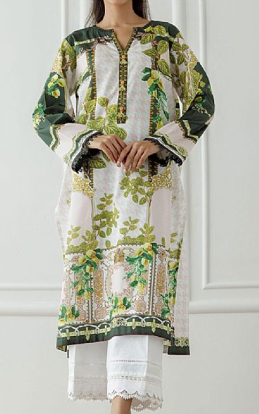 Orient White/Green Lawn Kurti | Pakistani Lawn Dress in USA- Image 1