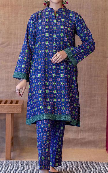 Orient Cobalt Blue Khaddar Suit (2 Pcs) | Pakistani Dresses in USA- Image 1