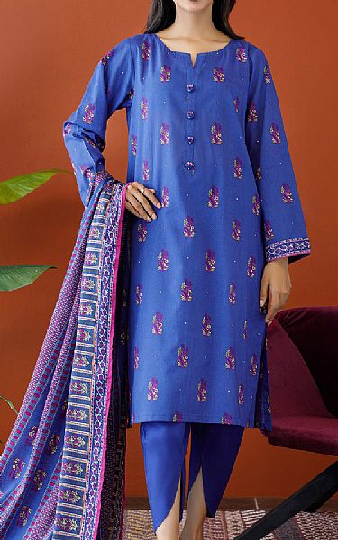 Orient Chambray Blue Cambric Suit | Pakistani Winter Dresses- Image 1