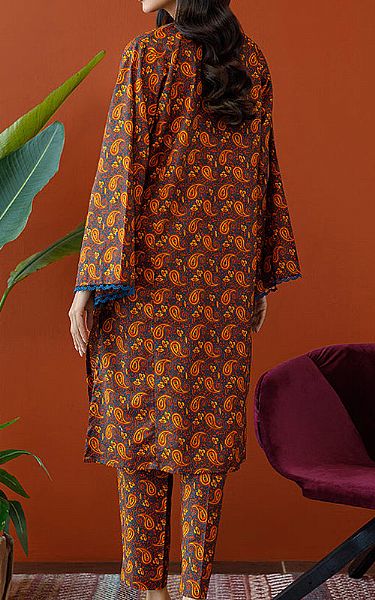 Orient Brown/Orange Khaddar Suit (2 Pcs) | Pakistani Winter Dresses- Image 2