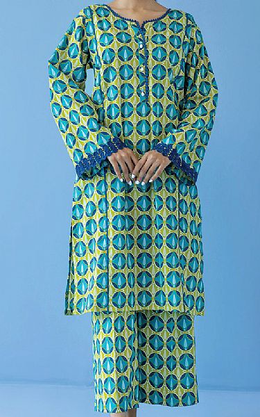 Orient Yellow/Blue Cambric Suit (2 Pcs) | Pakistani Lawn Suits- Image 1