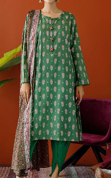 Orient Forest Green Cambric Suit | Pakistani Winter Dresses- Image 1