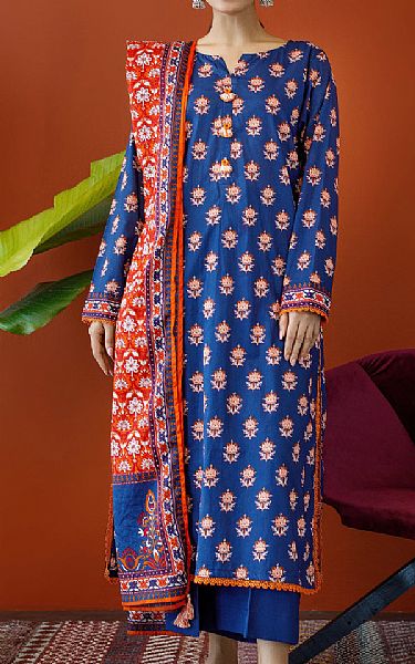 Orient Royal Blue Cambric Suit | Pakistani Winter Dresses- Image 1