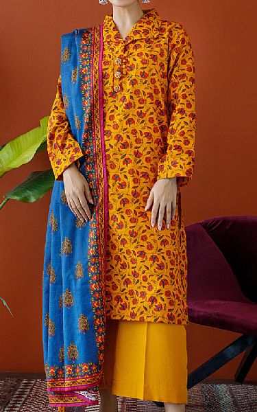 Orient Golden Yellow Khaddar Suit | Pakistani Winter Dresses- Image 1
