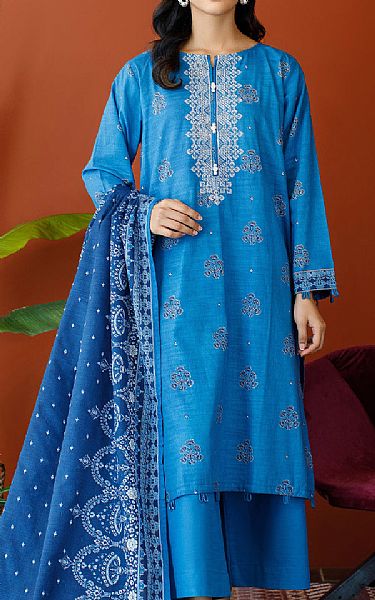 Orient Zinc Blue Cambric Suit | Pakistani Winter Dresses- Image 1