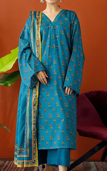 Orient Teal Cottel Suit | Pakistani Winter Dresses- Image 1