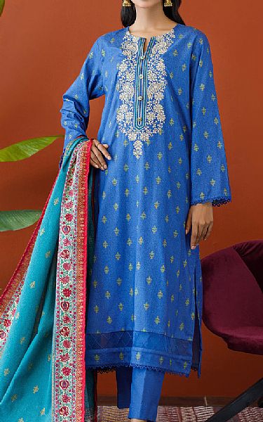 Orient Blue Karandi Suit | Pakistani Winter Dresses- Image 1