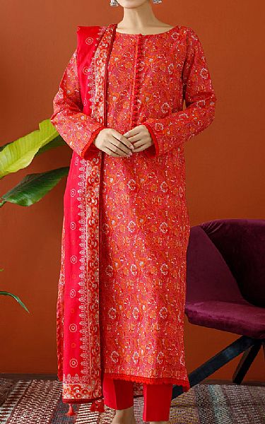 Orient Carmine Cambric Suit | Pakistani Winter Dresses- Image 1