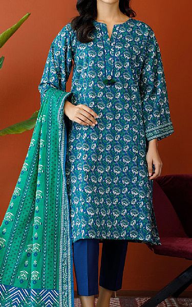 Orient Teal Blue Khaddar Suit | Pakistani Winter Dresses- Image 1