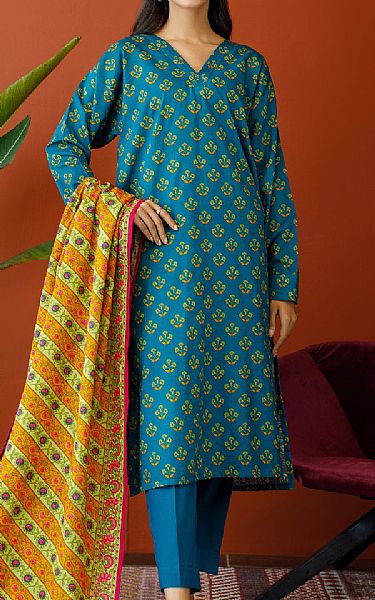 Orient Teal Khaddar Suit | Pakistani Winter Dresses- Image 1