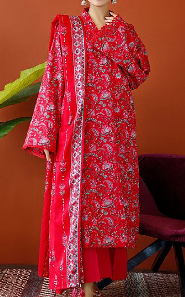 Orient Red Cambric Suit | Pakistani Winter Dresses- Image 1