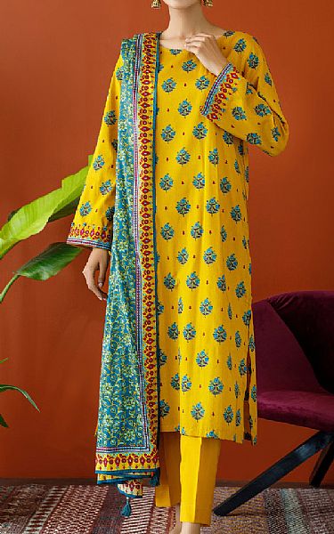 Orient Yellow Cambric Suit | Pakistani Winter Dresses- Image 1