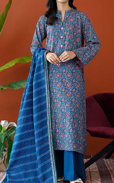 Orient Blue Khaddar Suit | Pakistani Winter Dresses- Image 1