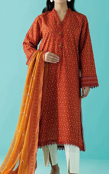 Orient Bright Orange Lawn Suit (2 pcs) | Pakistani Lawn Suits- Image 1