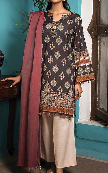Orient Dark Grey Khaddar Suit (2 Pcs) | Pakistani Dresses in USA- Image 1