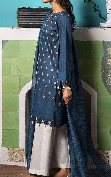 Orient Teal Blue Khaddar Suit (2 Pcs) | Pakistani Dresses in USA- Image 2
