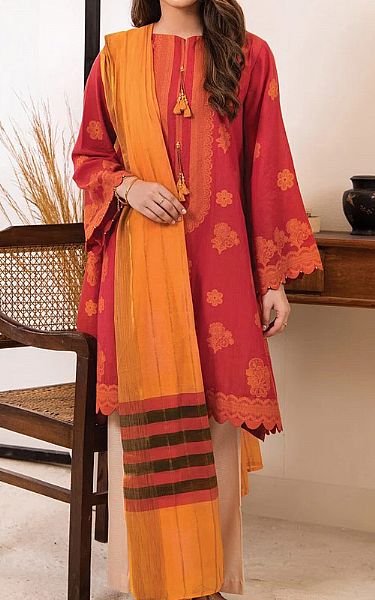 Orient Red/Mustard Jacquard Suit (2 Pcs) | Pakistani Dresses in USA- Image 1