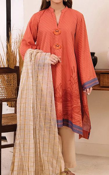 Orient Coral Jacquard Suit (2 Pcs) | Pakistani Dresses in USA- Image 1