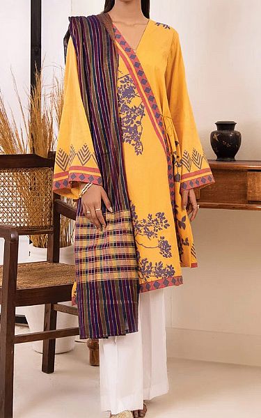Orient Gold Yellow Jacquard Suit (2 Pcs) | Pakistani Dresses in USA- Image 1