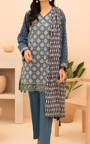 Orient Denim Blue Lawn Suit | Pakistani Dresses in USA- Image 1
